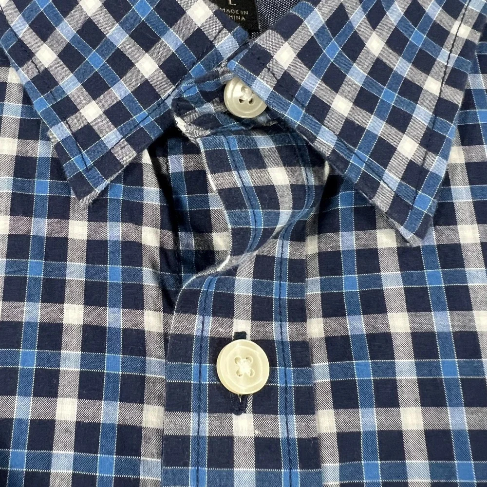 Banana Republic Shirt Mens Large Blue Plaid Long Sleeve Button Up Slim Fit